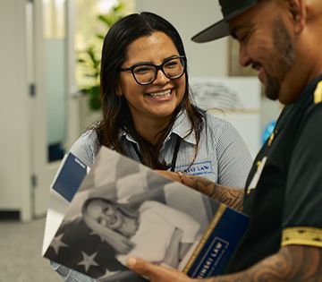 immigration lawyer with client